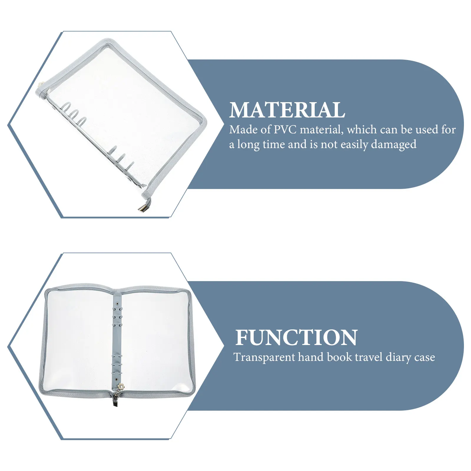 

Zipper Loose-Leaf Binder Cover High-Quality PVC Protective Notebook Shell Diary Journal Binder Diary Book Cover