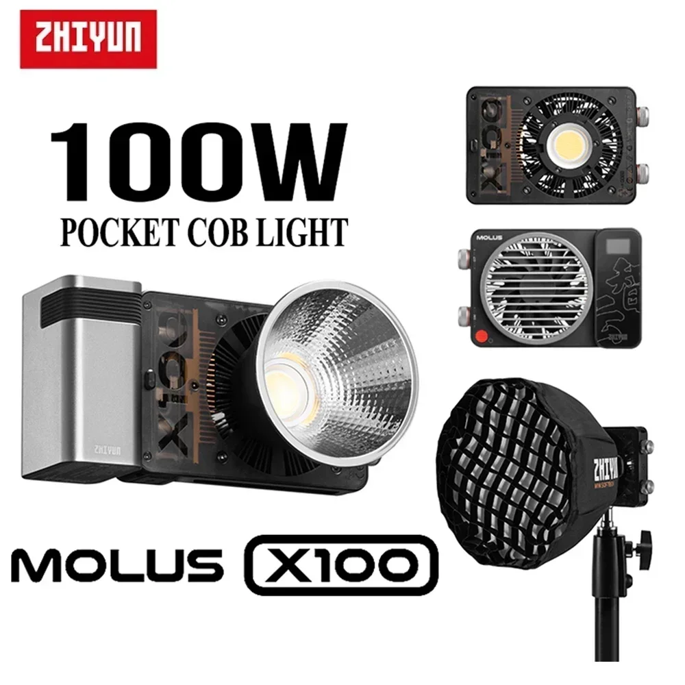 Zhiyun MOLUS X100 LED Light 100W Pocket Cob Light for Studio Photography for Youtube Video Shooting