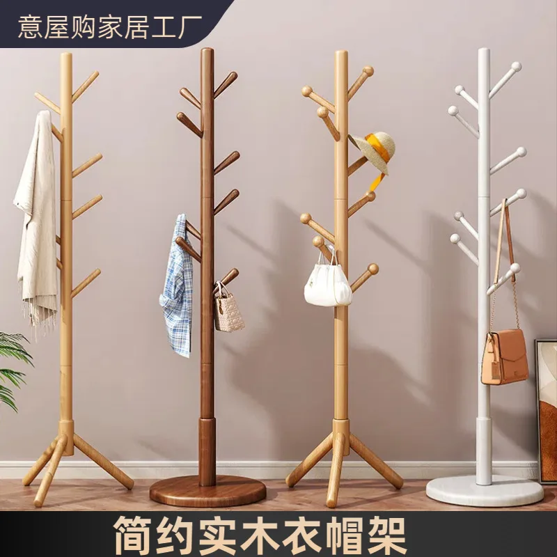 Boden-zu-decke-Garderobe aus massivem Holz, einfacher Kleiderbügel für Schlafzimmer, vertikaler Kleiderbügel für den Haushalt, Miethaus-Kleiderbügel im Großhandel