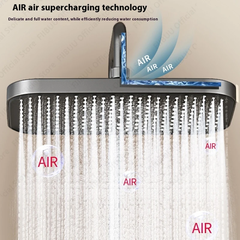 물 절약 샤워 세트 럭셔리 스마트 샤워 시스템 다기능 샤워 헤드 콤보 압력 물 마사지 욕실 액세서리