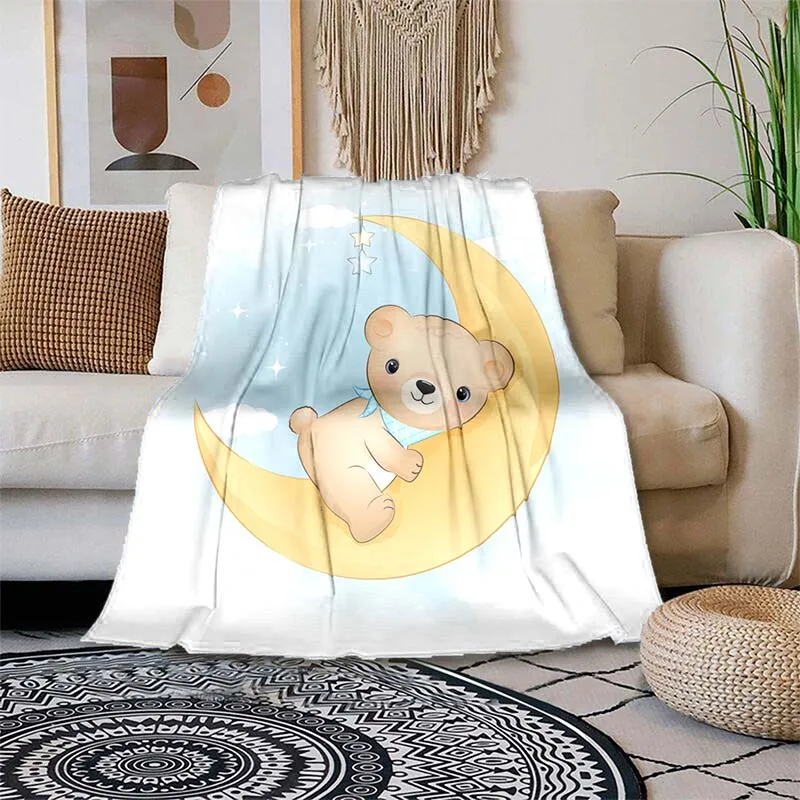 

Cute little bear printed blanket Blankets for beds Thin blanket Air conditioning blanket Picnic blanket Blankets for children