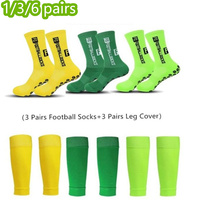 1/3/6 pair of combination adhesive point anti slip, sweat and odor resistant FS football sports socks+leg protectors