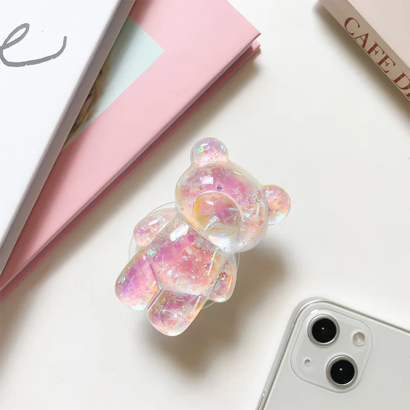 Koreanischer 3D Glitzer Bär Handyhalter Grip Tok Halterung für iPhone Samsung Xiaomi Faltbarer Auto-Klappständer für Mobiltelefone – Detail 10