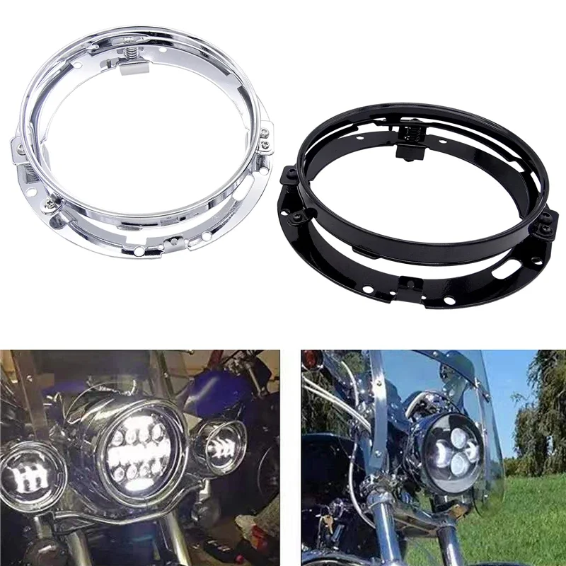 1 Pcs Motorcycle 7 Inch Round LED Headlight Mounting Bracket Ring Black/Silver Holder Brackets For Harley Jeep Wrangler JK TJ