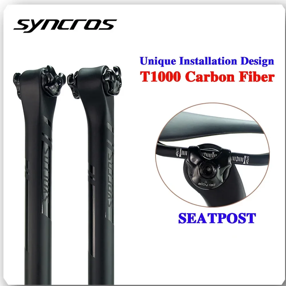 SYNCROS Carbon Seatpost Half Matte Half Gloss MTB/Road Bike Seat Post Length 350mm/400mm Bicycle Parts 27.2/30.8/31.6mm