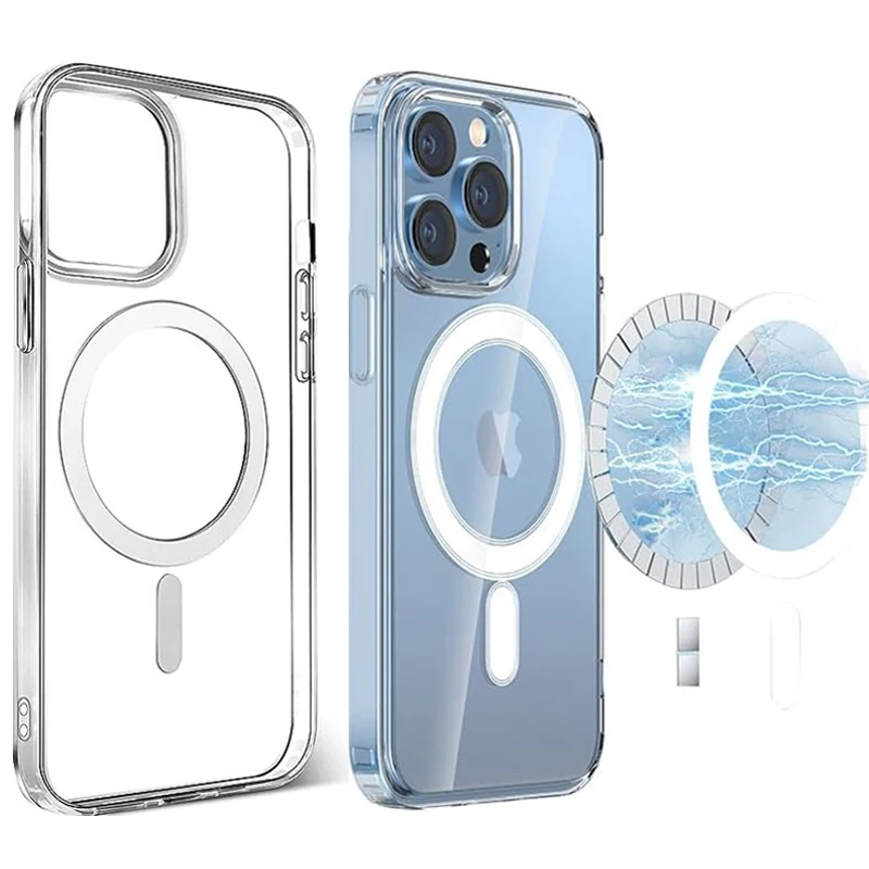 Прозрачный магнитный чехол для телефона iPhone 15 Ultra 15 Plus 15 Pro Magsafe Wireless Charge Тонкий противоударный защитный чехол для телефона