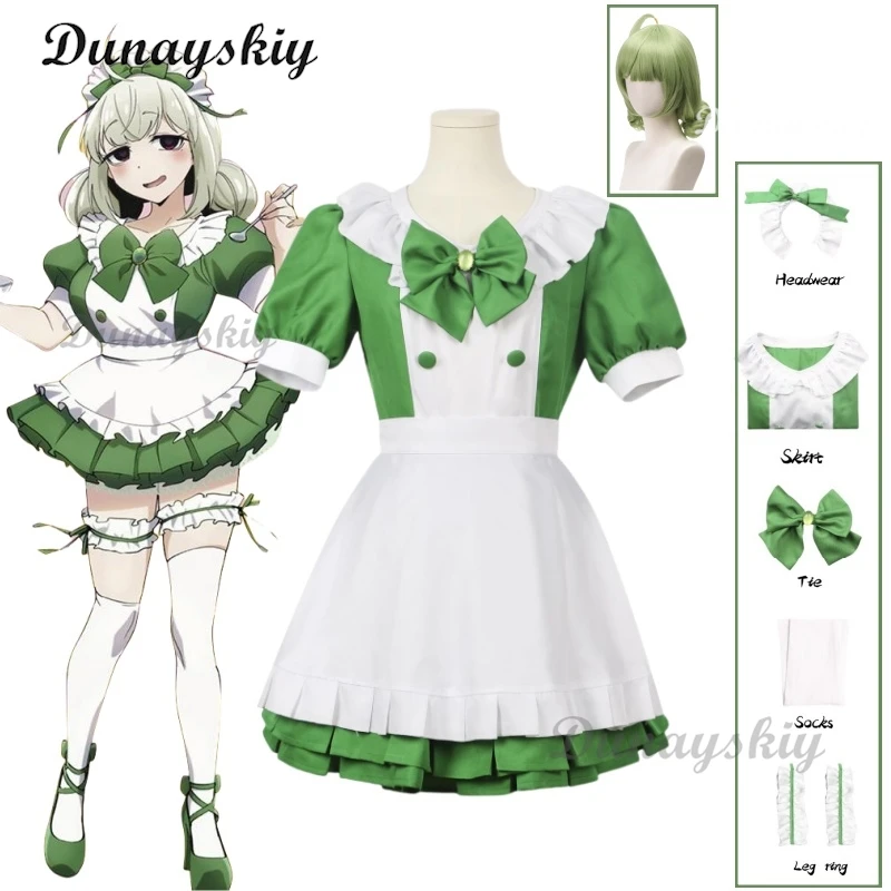 Anime emocionante sobre meninas mágicas cosplay araga kiwi traje peruca vestido de empregada lolita mulher sexy bonito terno halloween personalizado