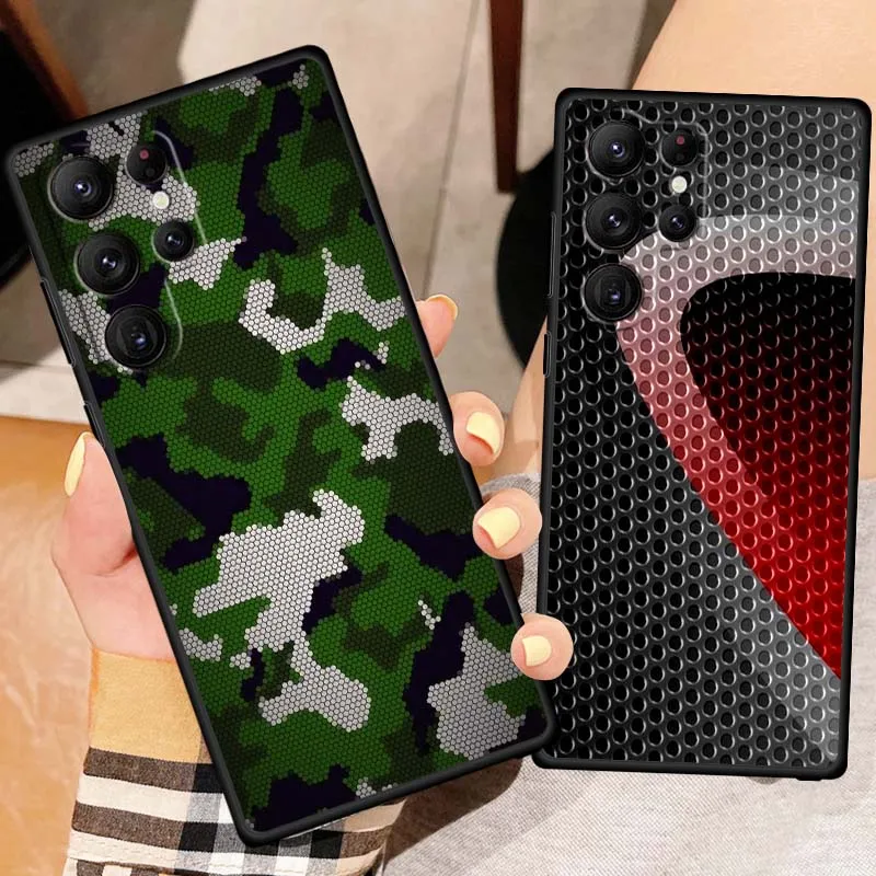 غطاء بتصميم نمط مموه لهاتف سامسونج جالاكسي S26 S25 S24 S23 S22 S21 S20 Ultra Plus FE 5G أسود ناعم من مادة البولي يوريثان #3