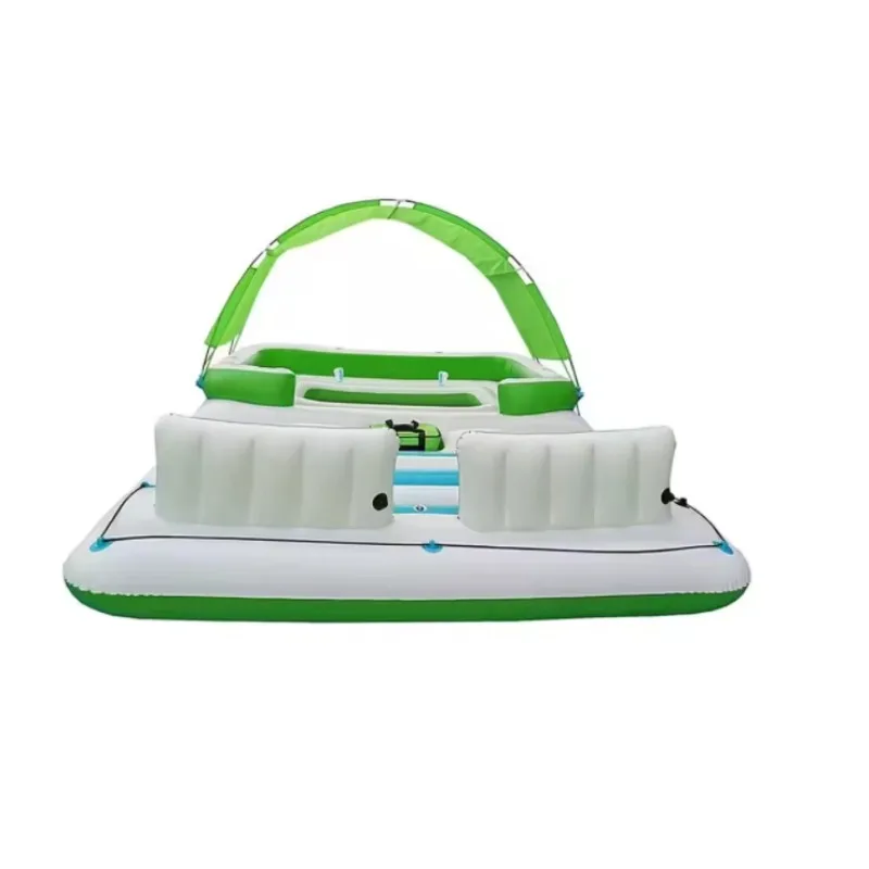 6 People Water Floating Island Pool Giant Lake Leisure Raft Large PVC Inflatable Island For Lake Beach River