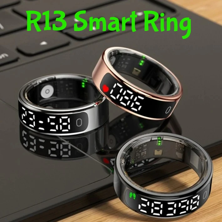 

Умное кольцо R13 для мужчин и женщин с зарядным чехлом, мониторингом сердечного ритма, уровня кислорода в крови, температуры кожи, водонепроницаемостью 5ATM, совместимое с Android и iOS.