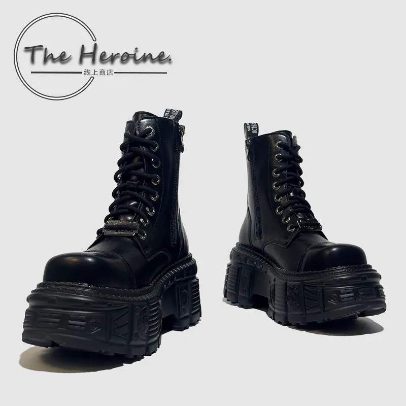 

Cosplay Fashion Boots with Ultra-High Thick Soles 9cm Transformed into Men's Punk Style for Comic Conventions, Unisex Short Boots in Sizes 36 to 42