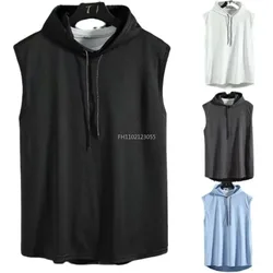 Plus Size New Men's Tank Tops Vest Sleeveless Tees For Male Hooded Man Vests Tops Hip Hop Men Tank Top T shirt