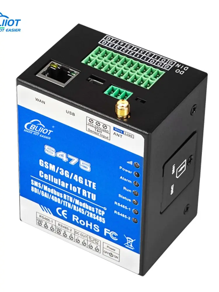 BLIIOT 4G RTU Multifunctional IoT Wireless Data Acquisition Gateway Terminal S475 8DI+4DO+6AI+1TH+2RS485+1RJ45