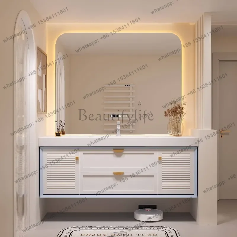 American oak bathroom cabinet light luxury solid wood washstand washstand bathroom cabinet