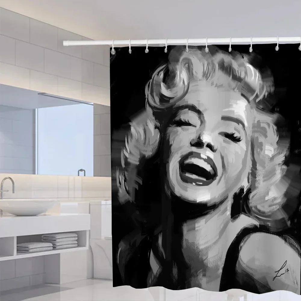 Monroe Shower Curtain Waterproof Fabric Bathroom Curtains Accessories Bath Set the Anti-mold Opaque Washable Products Household