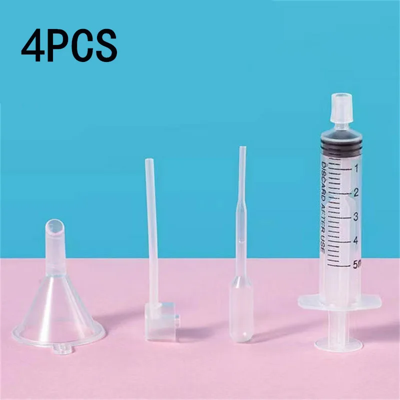Conjunto de Ferramentas para Reabastecimento de Perfume com 4 Peças, Conjunto de Ferramentas de Transferência de Perfume Transparente de Plástico, Funil de Perfume Cosmético