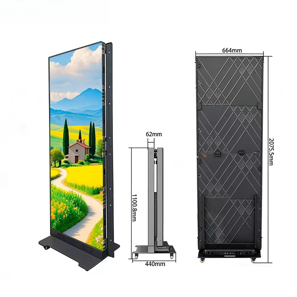 P2.5 Portable GOB Folding LED Poster Display Machine for Mall Advertising Meeting Rooms Indoor Promotion and Trade Shows HD Pro