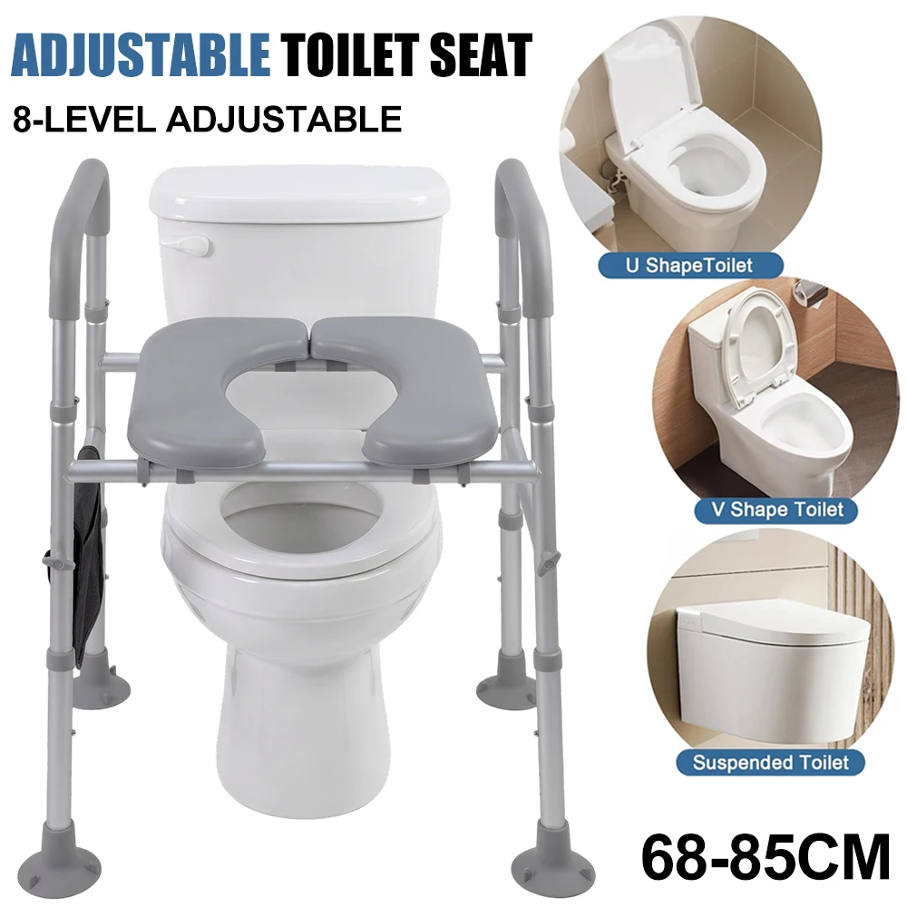 Toilettensitz Höhenverstellbar Mit Schwammkissen Saugnäpfe Aluminiumlegierung-Struktur