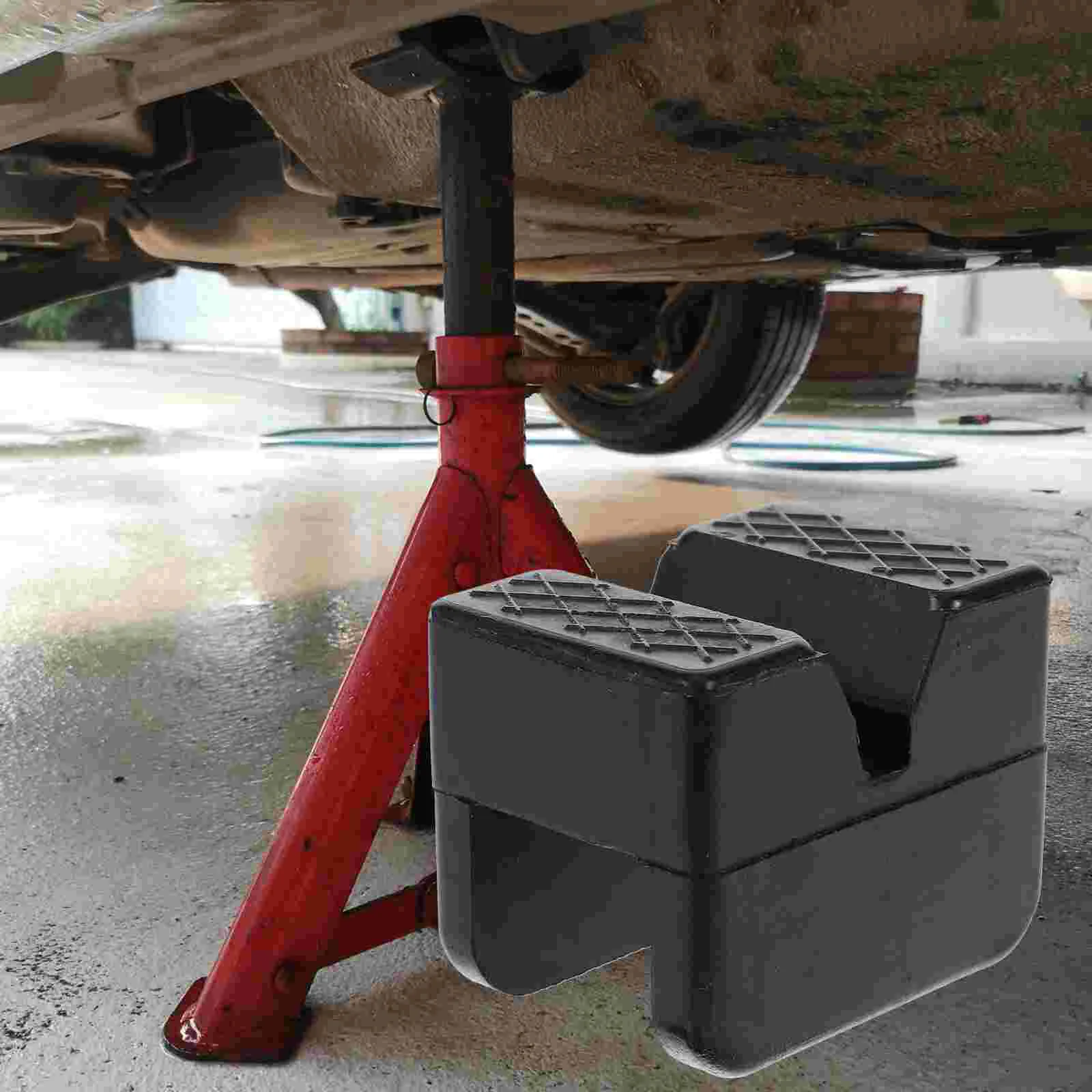 2 Pcs Car Jack Rubber Blocks Caravan Leg Pads 2pcs Automotive Floor Disk Slotted Jacks Black Lift