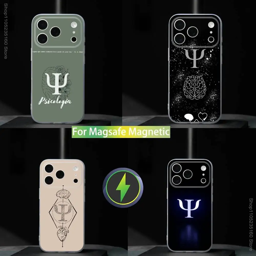 عالم النفس P-نفساء آيفون 11,12,13,14,15,16,17,Pro,Max,Plus,Mini,SE4,E جراب هاتف مغناطيسي لـ Magsafe Wireless #1