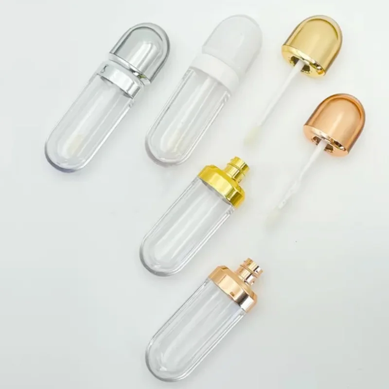 

50Pcs Oblate Sliver Rose Gold Lip Gloss Container with Middle Circle Oval Lipgloss Tubes for Makeup Lip Glaze Tube Packaging 8ml
