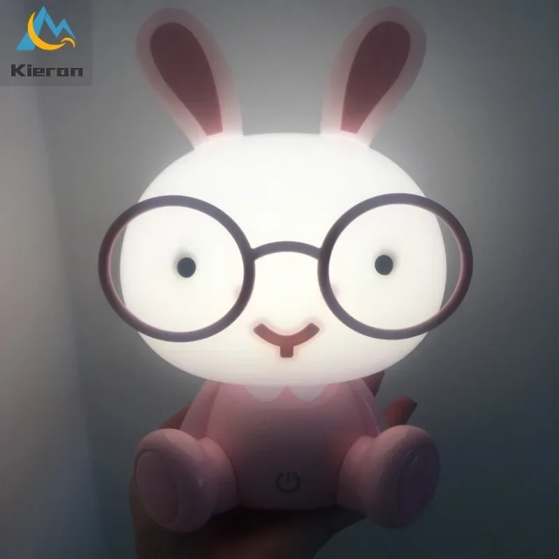 Modern Cartoon Night Light Led Baby Kids Room Lights Decor Rabbit Led USB Floor Lamps Bedroom Lamp Touch Switch Decor Luminaire