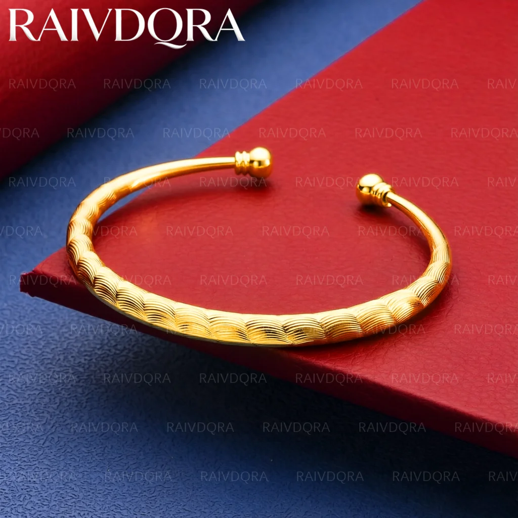 18K Gold Plated Bangle Fish-scale Pattern Bracelet For Women Men Jewelry Fashion Party and Daily Wear