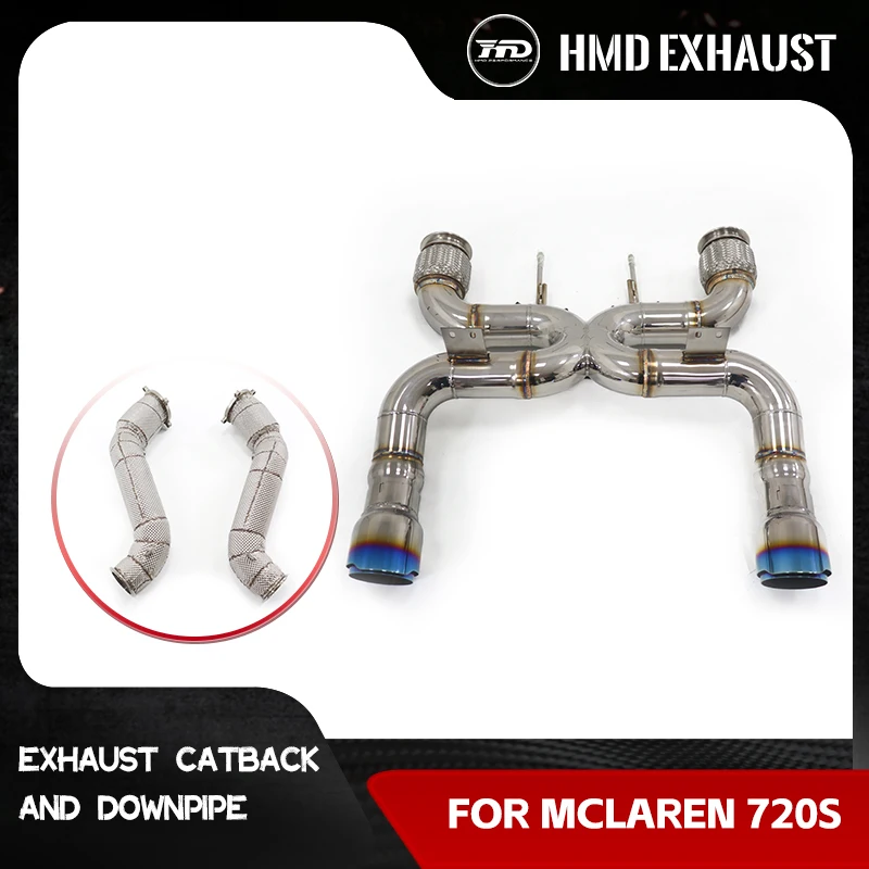

﻿ HMD Catback for Mclaren 720S without Valves Stainless steel Downpipe high performance Exhaust system Tips heat shield