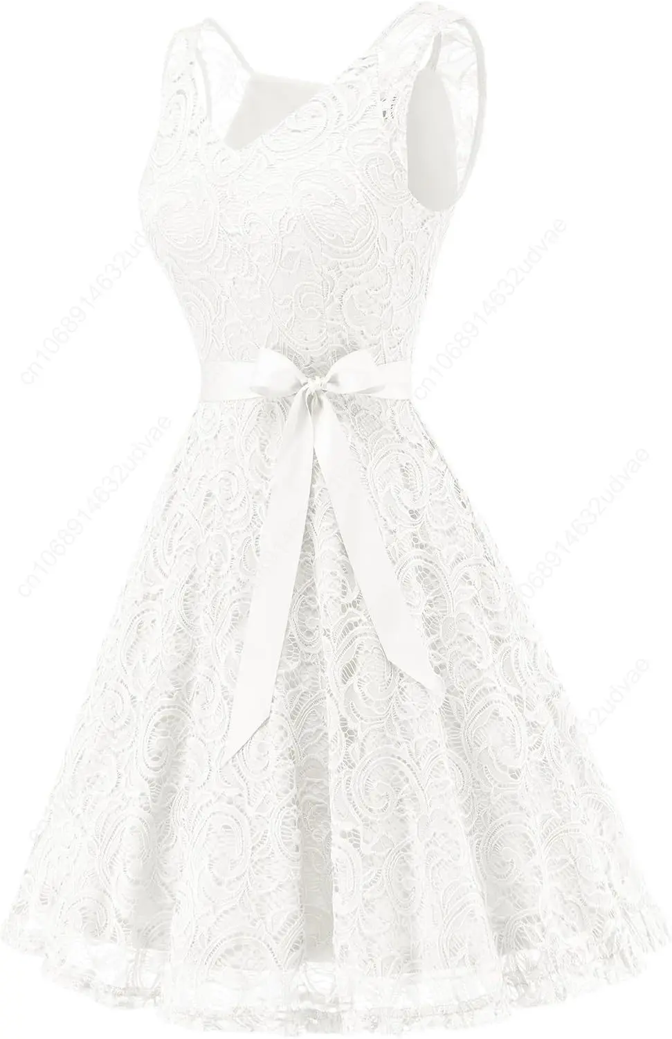 Dressystar Abito da donna da damigella d'onore in pizzo floreale Abito corto da ballo con scollo a V