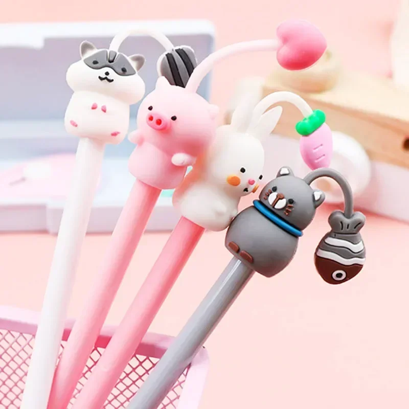 1Pcs Kawaii Gel Pen 0.38mm Black Ink  Cartoon Cute Pet Paradise Gel Pen Small Fresh Office Stationery Signature Writing Pen