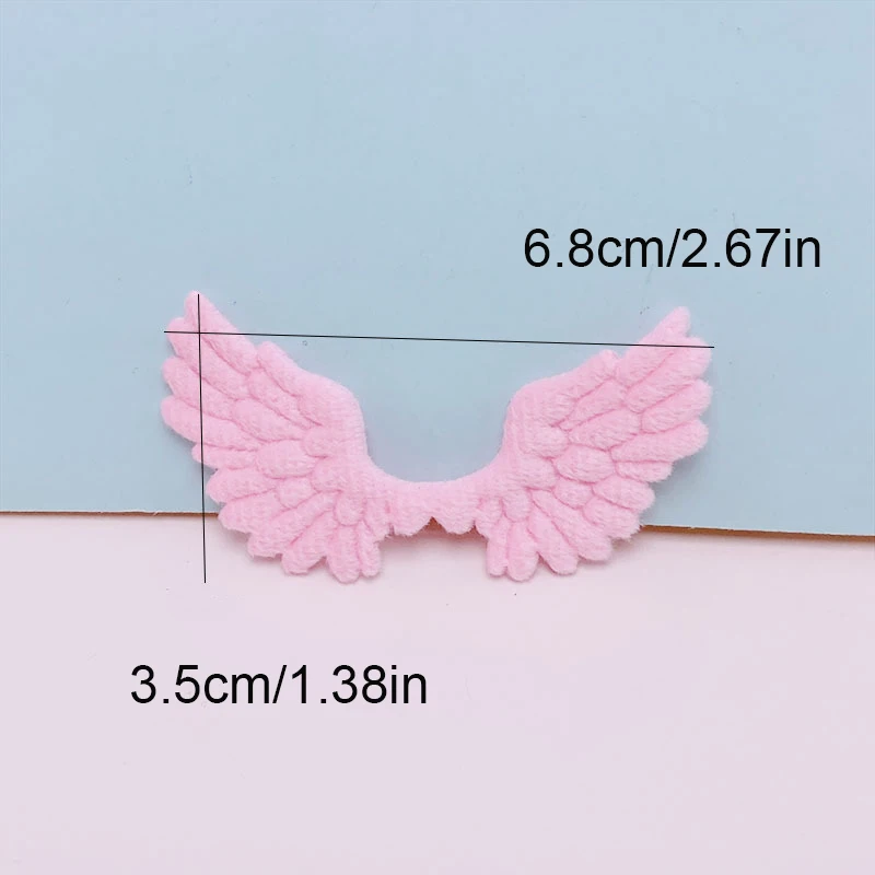 48Pcs 6.8x3.5CM Padded Felt Embossed Angel Wing  Appliques For Children Hat Sewing DIY Hair Clip Accessories Cloth Patches