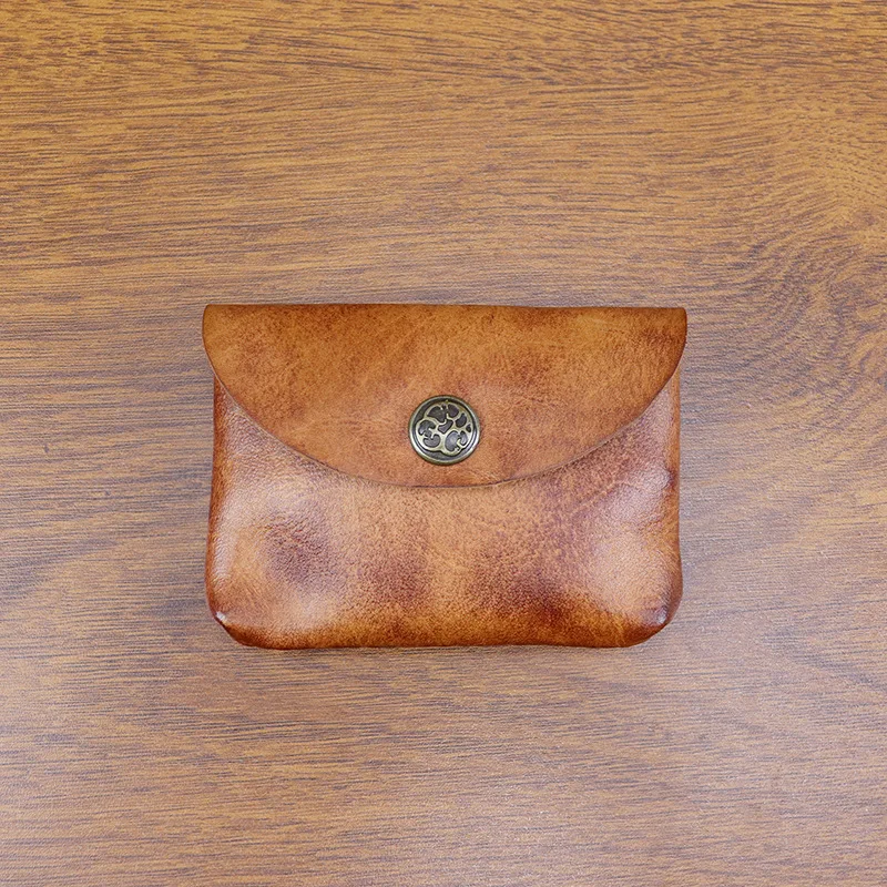 اليدوية الخضار المدبوغة حامل بطاقة جلدية محفظة نسائية للعملات المعدنية العملي المفاجئة إغلاق الرجال المحفظة المدمجة لعملات البطاقات اليومية