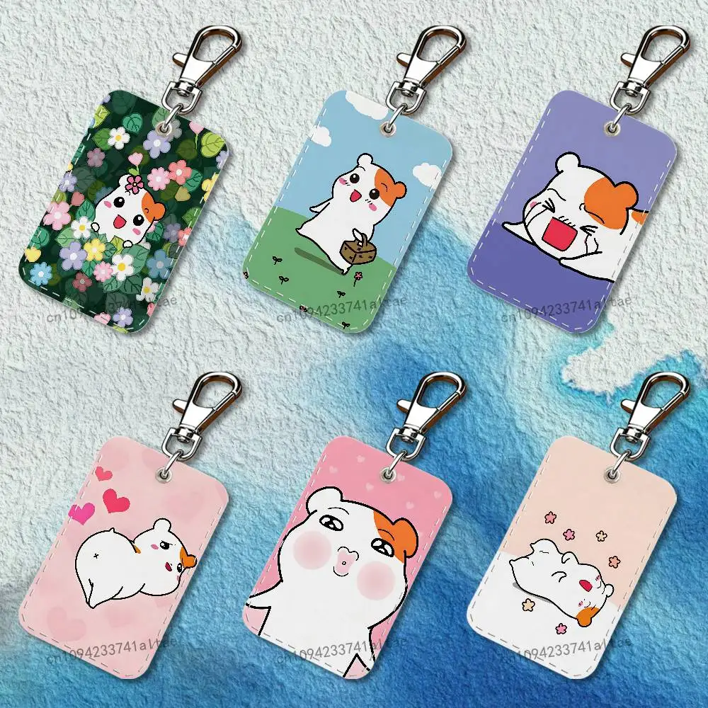 Cute Oruchuban Ebichu Rectangle Access Card Case Leather Card Holder Keychain Key Ring Transportation Card Case