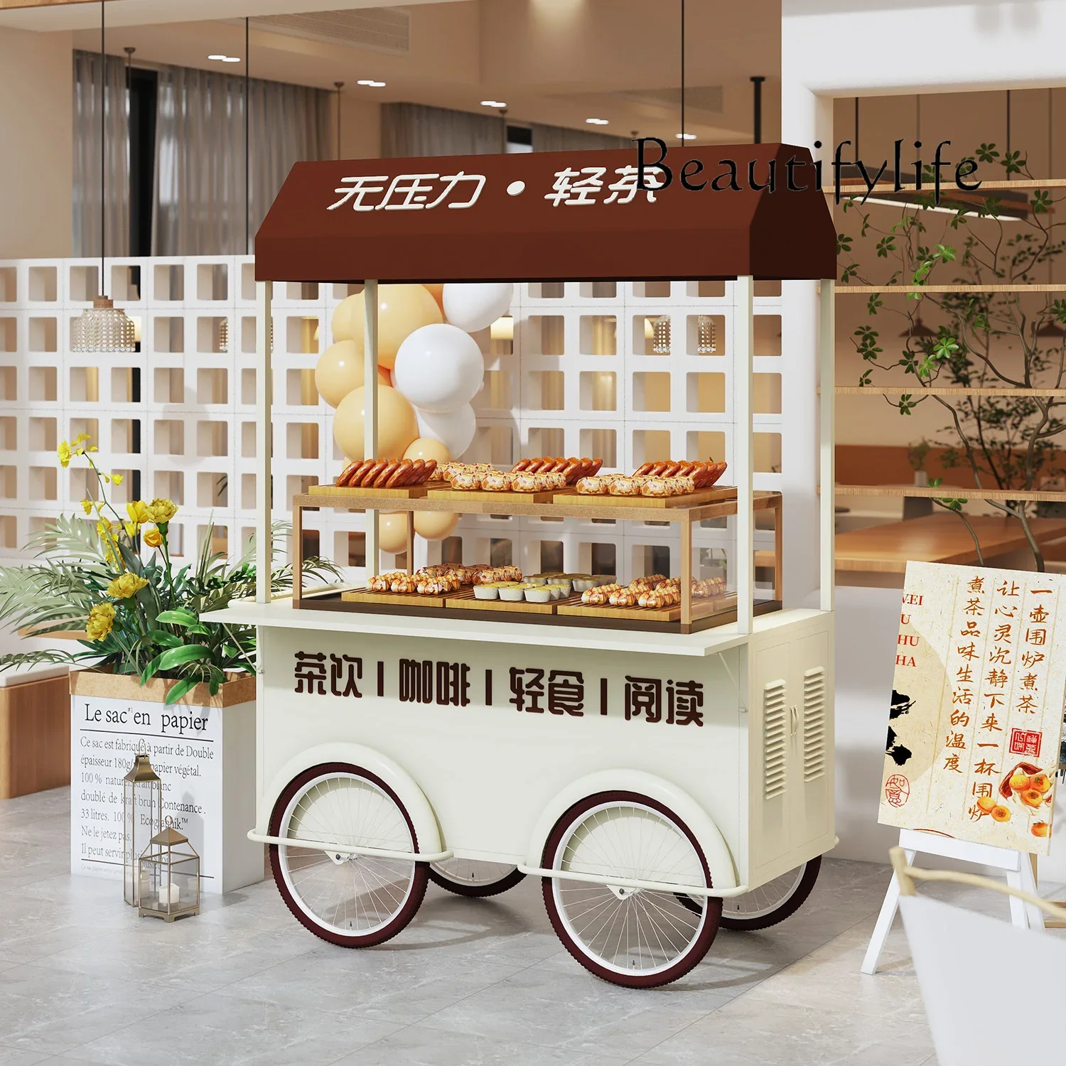 X Stall Trolley Mobile Snack Stall Cart Supermarket Promotion Cart Outdoor Large-scale Event Display Cart