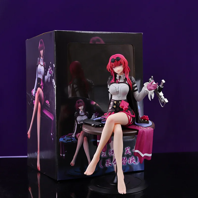 

26Cm anime beautiful woman figure Star Dome Railway, Kafka, sitting table double scene statue figure ornament boxed model gifts