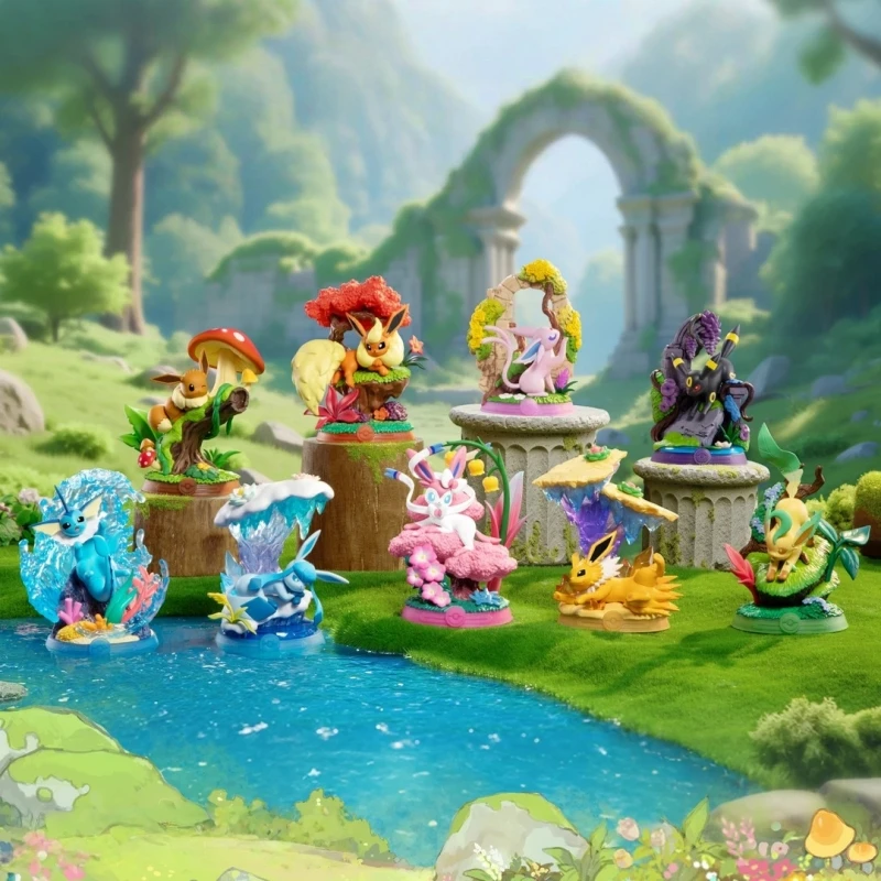 pokemon-model-eevee-family-series-hand-made-ornaments-animation-children's-toys-vaporeon-flareon-leafeon-doll-birthday-gift