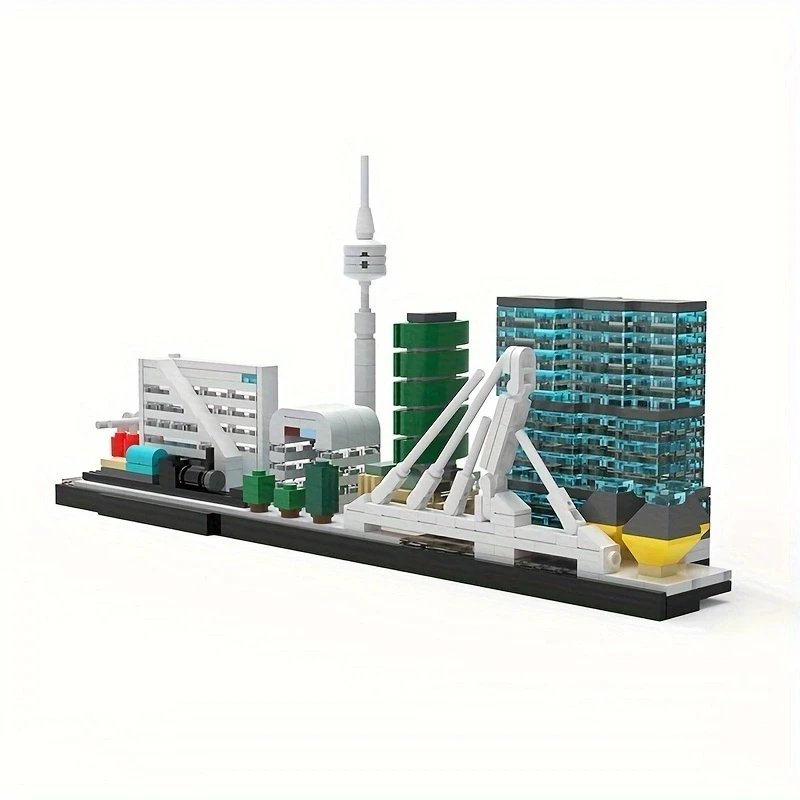 Moc City Netherlands Rotterdam Skyline Architecture Street View Building Blocks Modern House Scene House Model Toy Child Gift