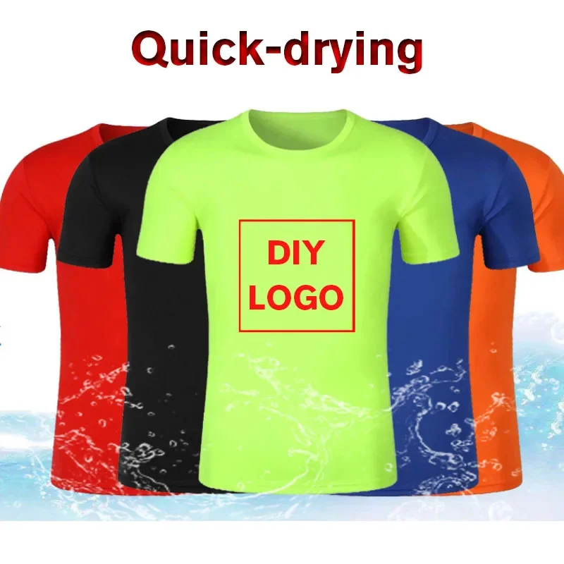 Men T-Shirt 3D Print LOGO Women Quick Drying Running Gym Custom Marathon Short Sleeve Sport Attire top Diy Brand Wholesale Cheap