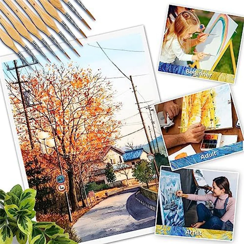 فرش طلاء مصغرة مكونة من 11 قطعة مجموعة فرش طلاء بتفاصيل دقيقة فرش رسم صغيرة صغيرة مناسبة للفن والحرف اليدوية والأكريليك والألوان المائية