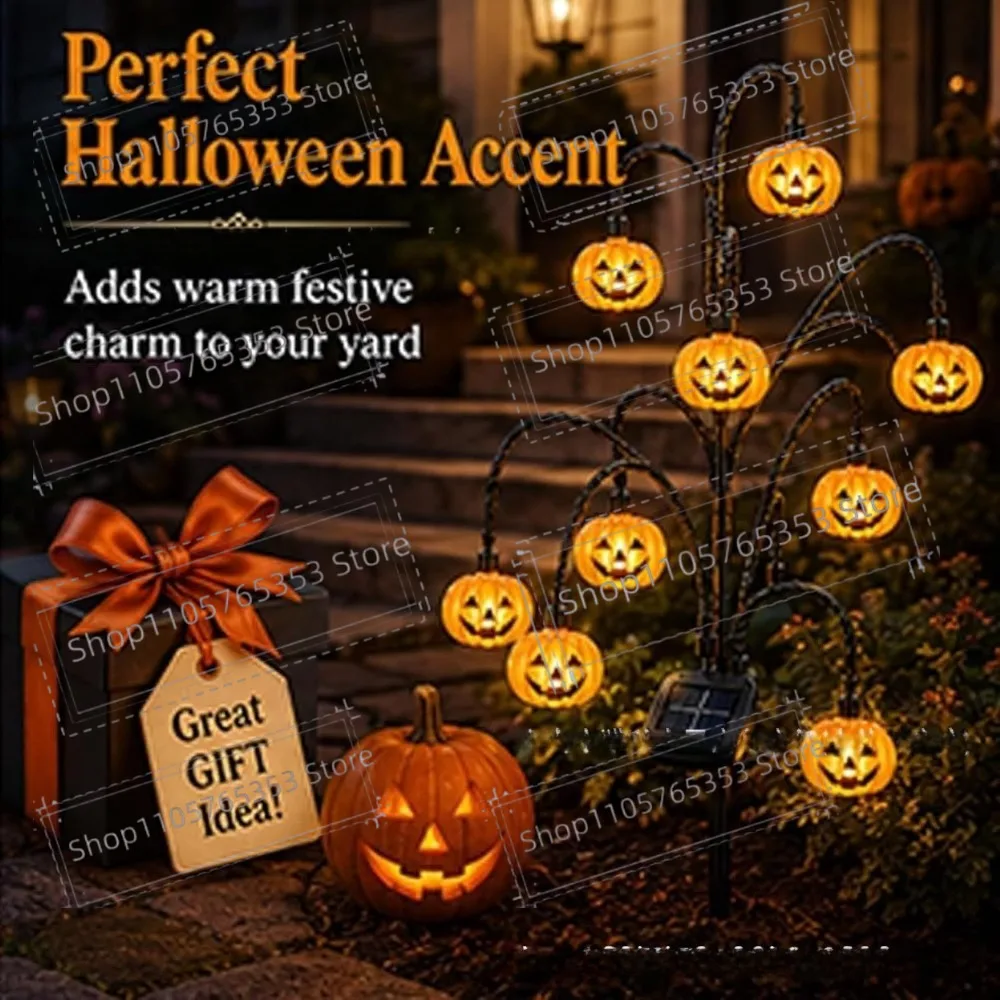 Halloween Solar Lantern Outdoor Garden Stake Lights Vintage Tree Stump Lamp Glowing Ghost Outdoor Decor for Patio Yard Pathway