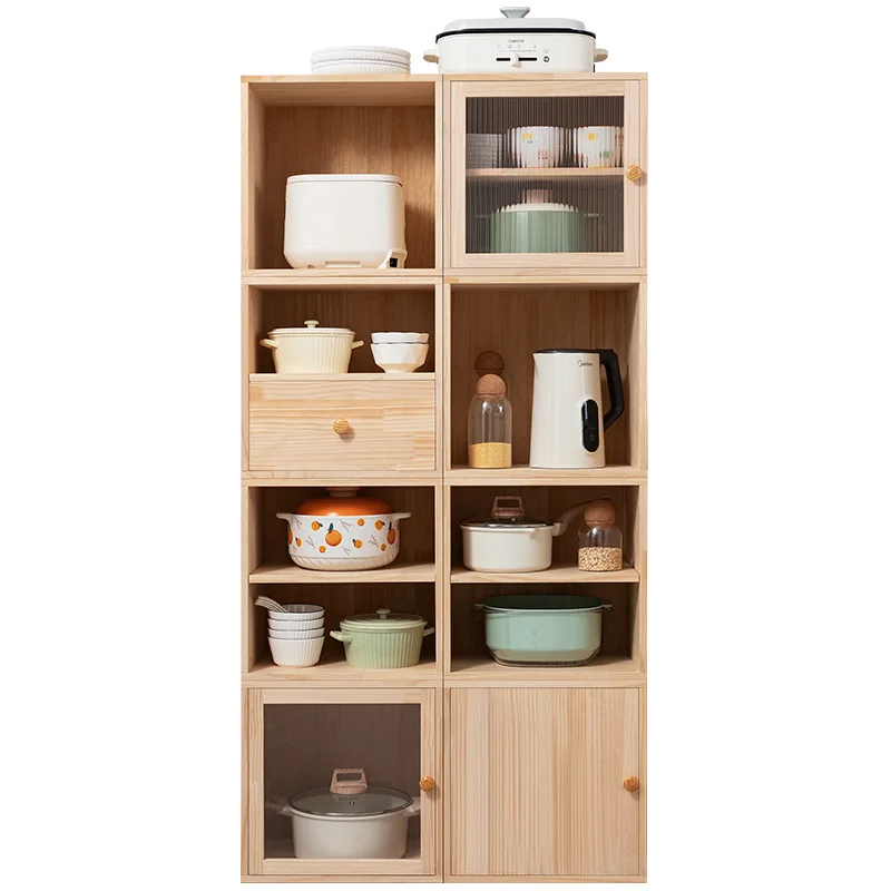 

Бытовой кухонный обеденный боковой шкаф из цельного дерева, настенный шкаф для хранения в гостиной, многофункциональный боковой шкаф для чая