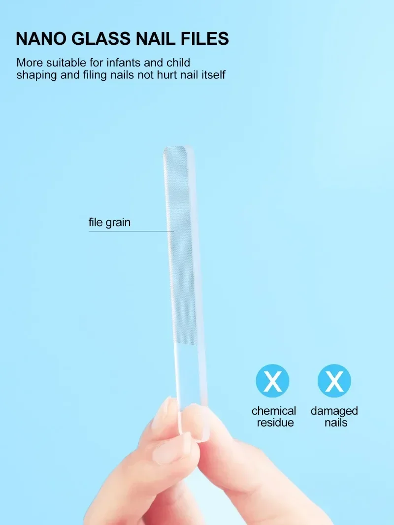Transparente Nagelfeile, Nano-Glas-Nagelfeilen, professionelle Schleif- und Polierfeilen, Schleifgeräte, Maniküre-Kunstwerkzeuge, mit Box – Detail 5
