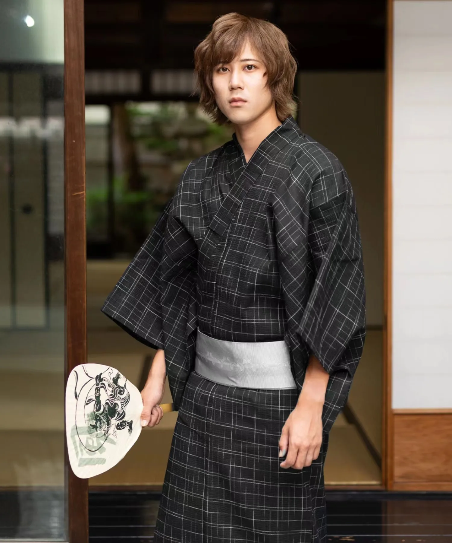 Japanese Kimono Bathrobe Men's Traditional Style Advanced Cotton and Linen Texture Travel Photography Multi-Style Belt