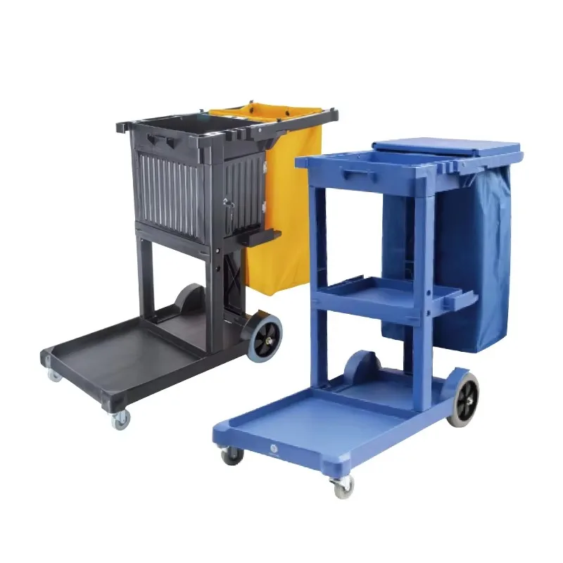 Cleaning Cart Plastic with Buckets Janitorial Trolley for Hotel Office School Commercial