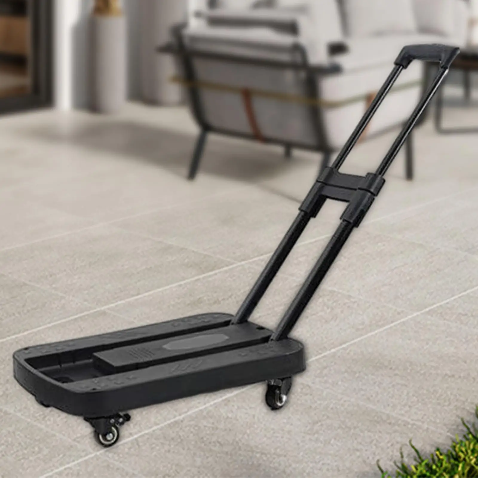 Luggage Trolley Cart Max 75kg Heavy Duty Utility Dolly Cart Folding Hand Truck for Shopping Travel Outdoor Office Carrying