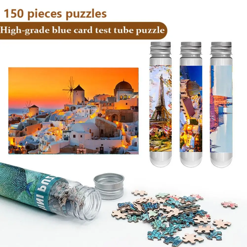 150PCS Mini Test Tube Puzzle Creative Famous Oil Painting Landscapes Jigsaw Clear Patterns Exquisite Puzzle Game Gift