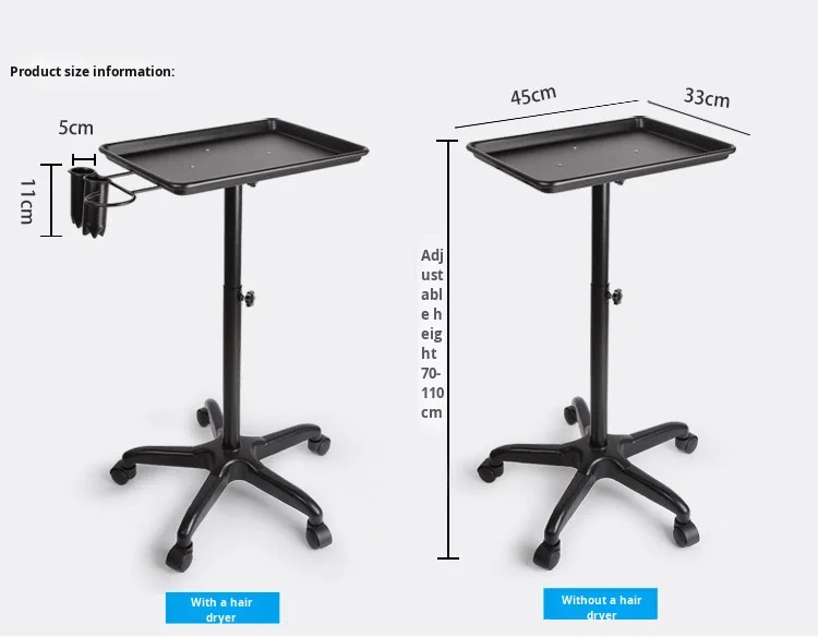 #Beauty Hairdressing Salon Trolley with Lifting Function and Movable Design for Barber Shop & Nail Salon Aluminum Alloy Tool Rac