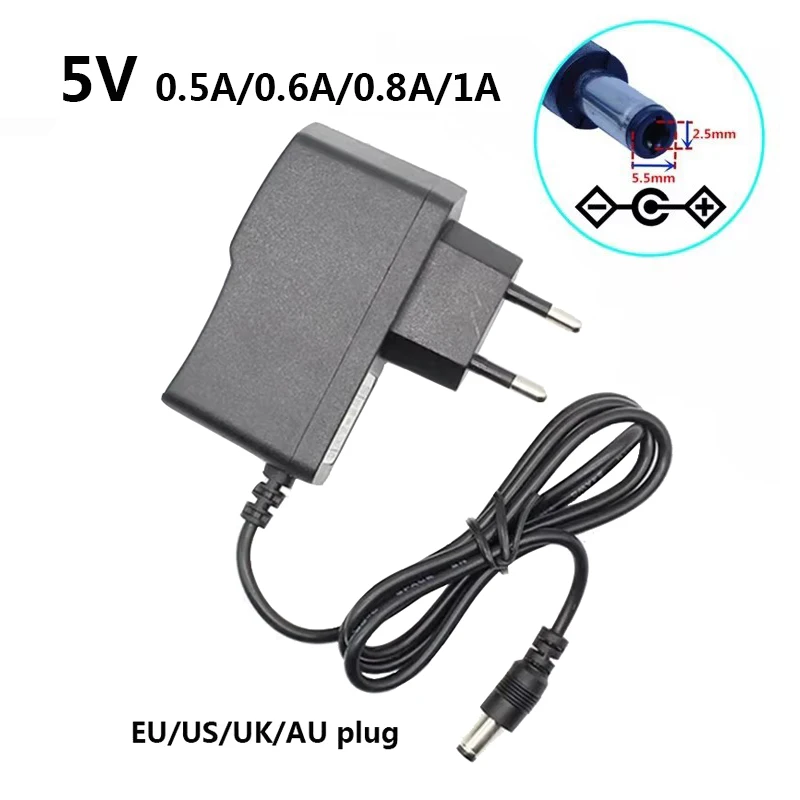 5v 1a dc 5 Volt Power Supply uk 5v 1a Adapter 0.5A 0.6A 0.8A 5v dc 1000ma 5v 500ma Source Transformer uk eu us Plug 5.5mm