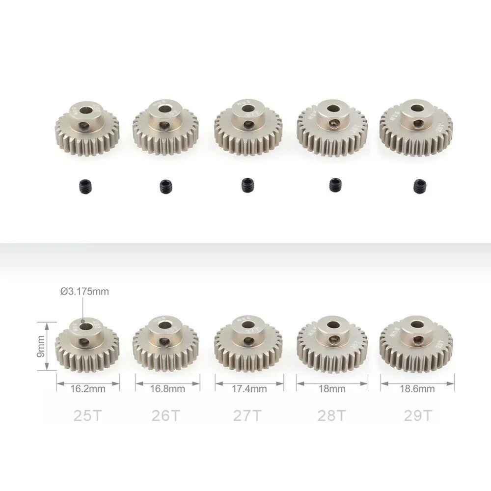 Overtref Hobbby M0.6 3.175mm 13T 15T 17T 18T 20T 22T 24T 28T 30T 33T Aluminium Rondsel Motor Gear voor 1/10 RC Auto Model