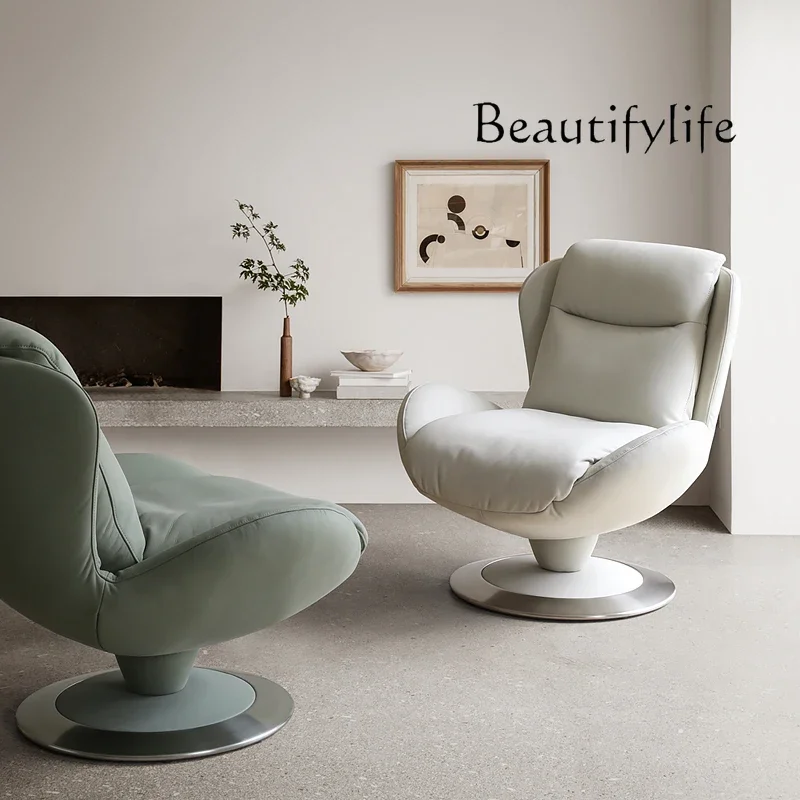 Nordic Berlin Series/Rotatable Stainless Steel/All Leather Single Sofa Reclining Chair
